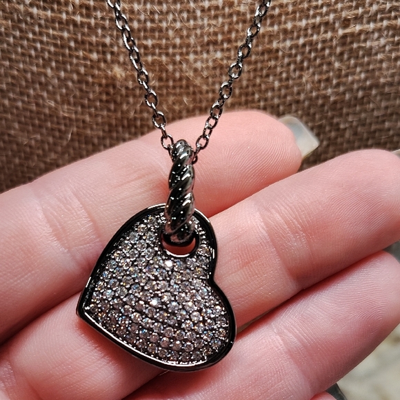 Park Lane Hematite Heart Necklace - Picture 2 of 2